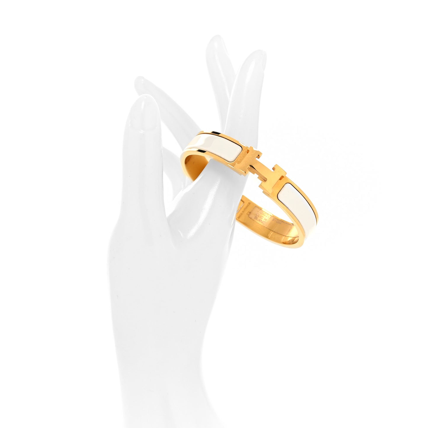 Enamel Narrow Clic Clac H Bracelet GM White