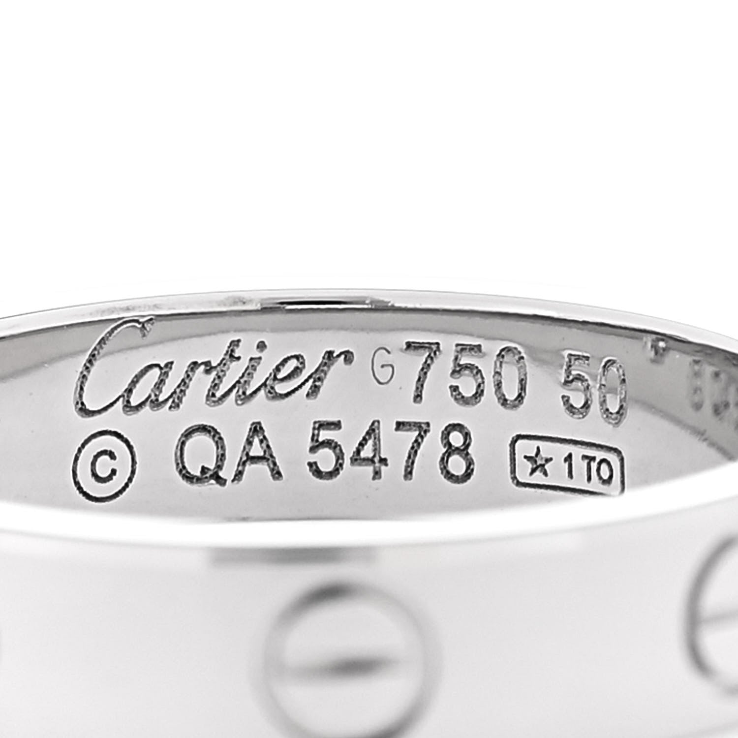 Cartier 18K White Gold Diamond 4mm LOVE Wedding Band Ring 50 5.25 4 of 4