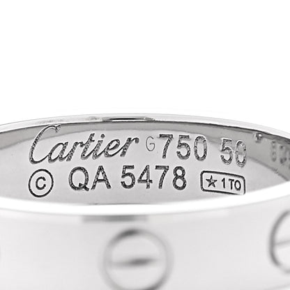 Cartier 18K White Gold Diamond 4mm LOVE Wedding Band Ring 50 5.25 4 of 4