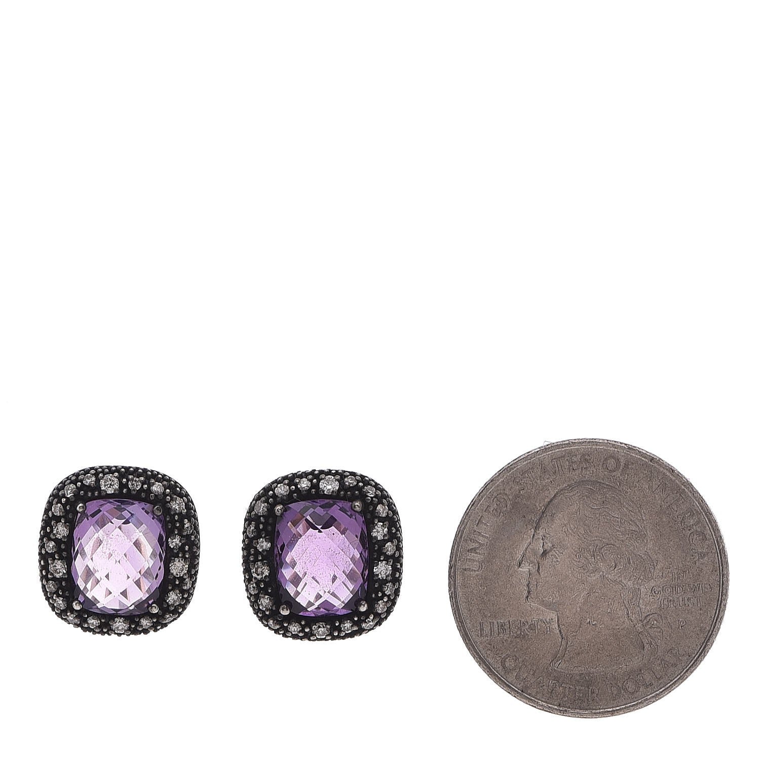 David Yurman Sterling Silver Diamond Amethyst Midnight Melange Earrings 2 of 5