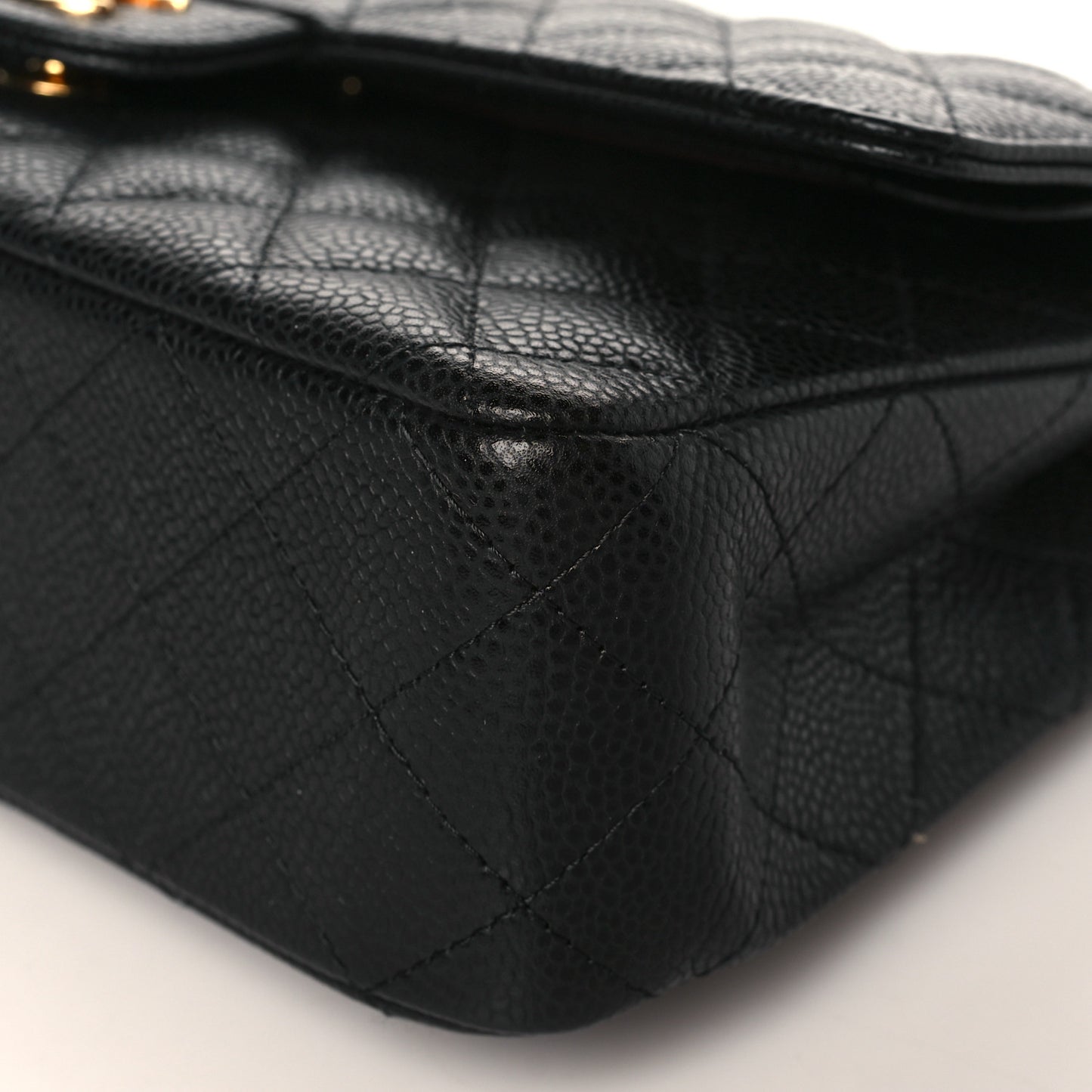 Caviar Quilted Medium Double Flap Black