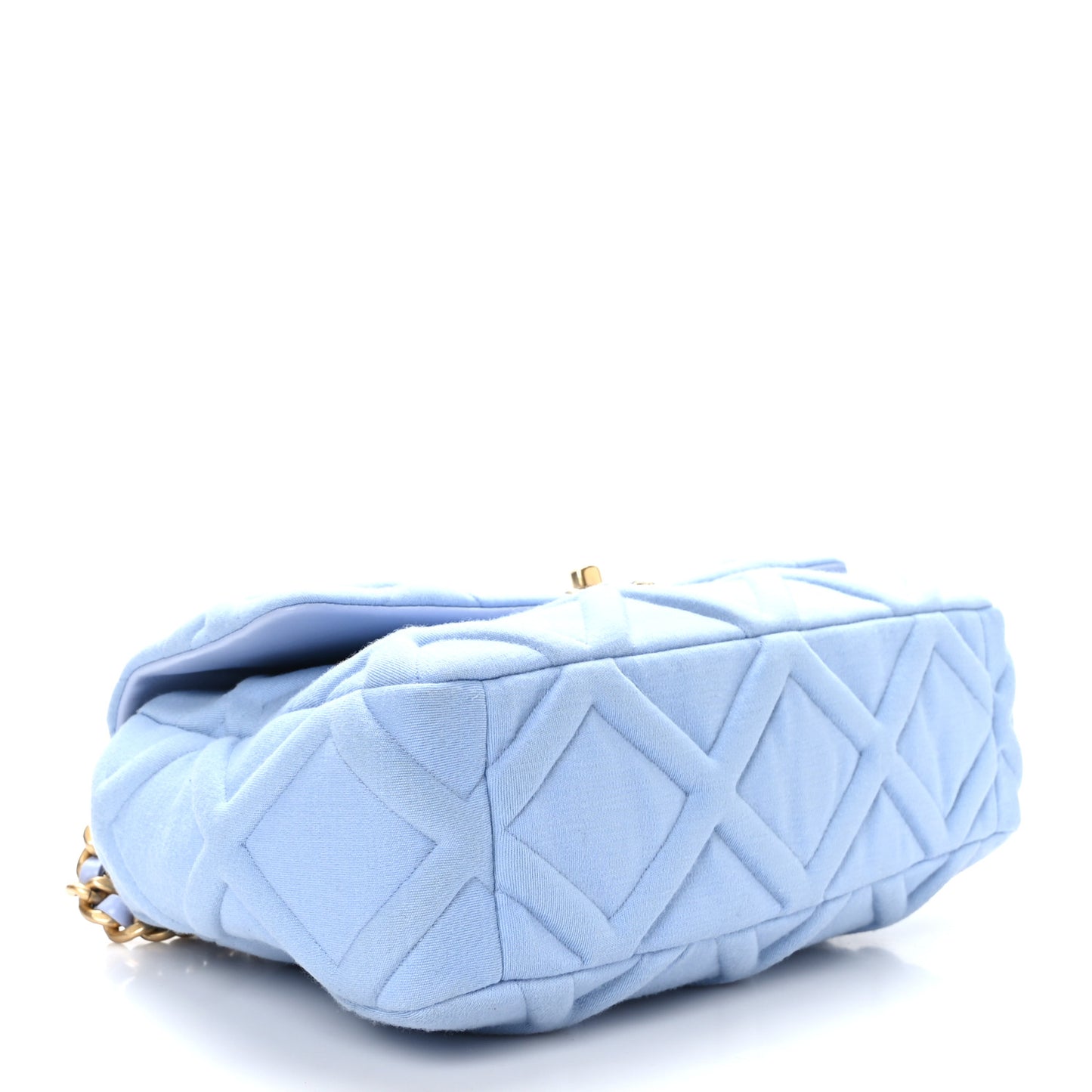 Jersey Lambskin Quilted Large Chanel 19 Flap Light Blue