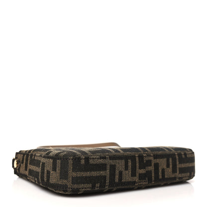 Fendi Fabric Jacquard Vitello Grace FF 1974 Baguette Pouch Tobacco Moro Sand 4 of 11