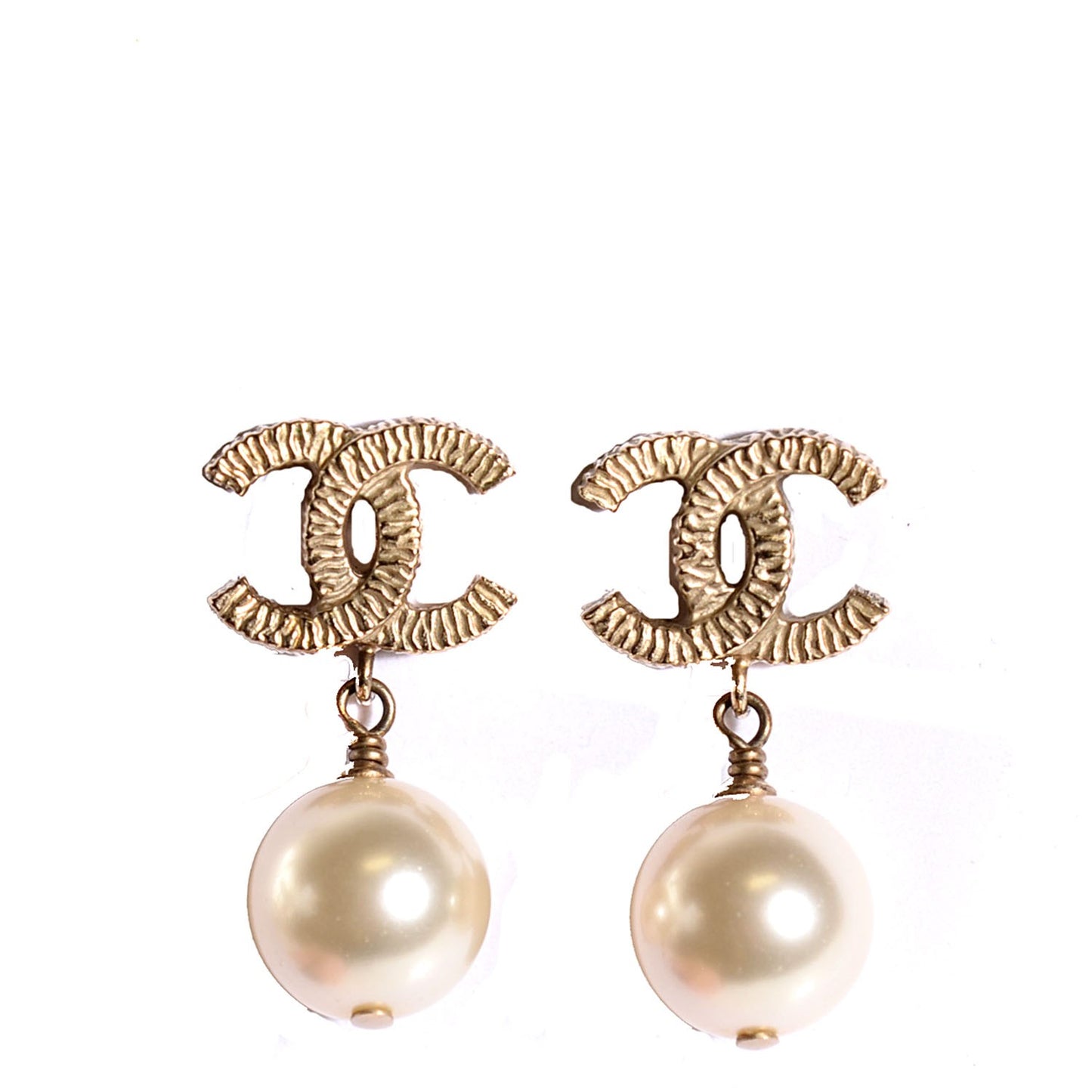 Pearl CC Drop Earrings Gold