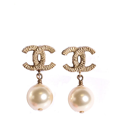 Chanel Pearl CC Drop Earrings Gold 1 of 5