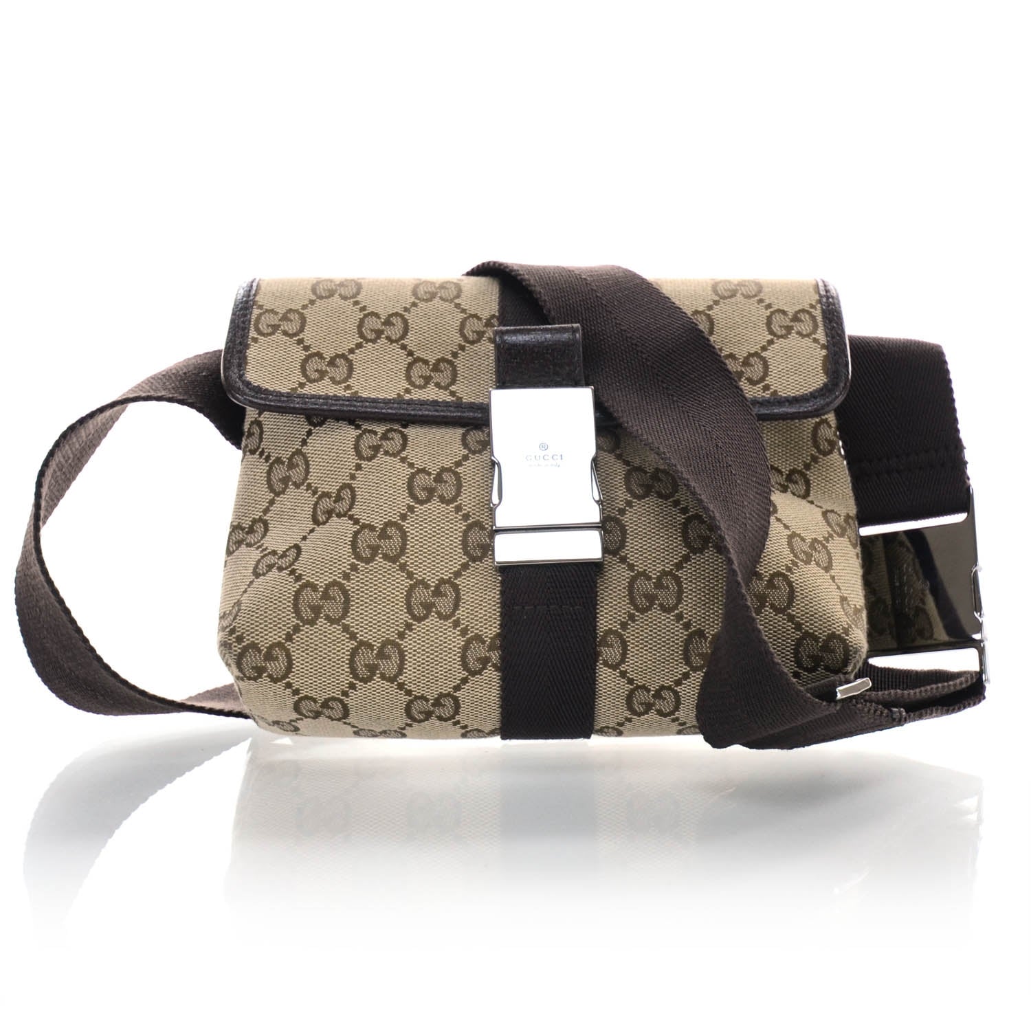 Gucci GG Monogram Buckle Belt Bag Dark Brown 1 of 13