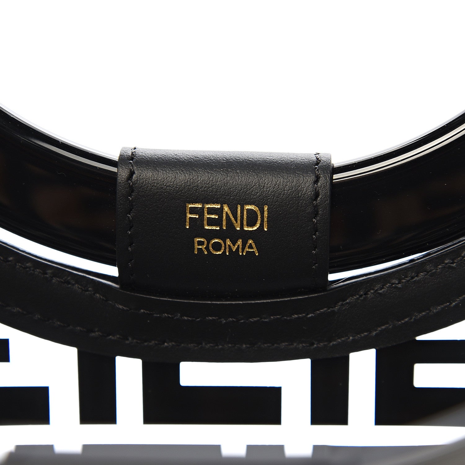 Fendi TPU FF Vitello Century Plexiglass Medium Runaway Shopper Tote Black 7 of 10