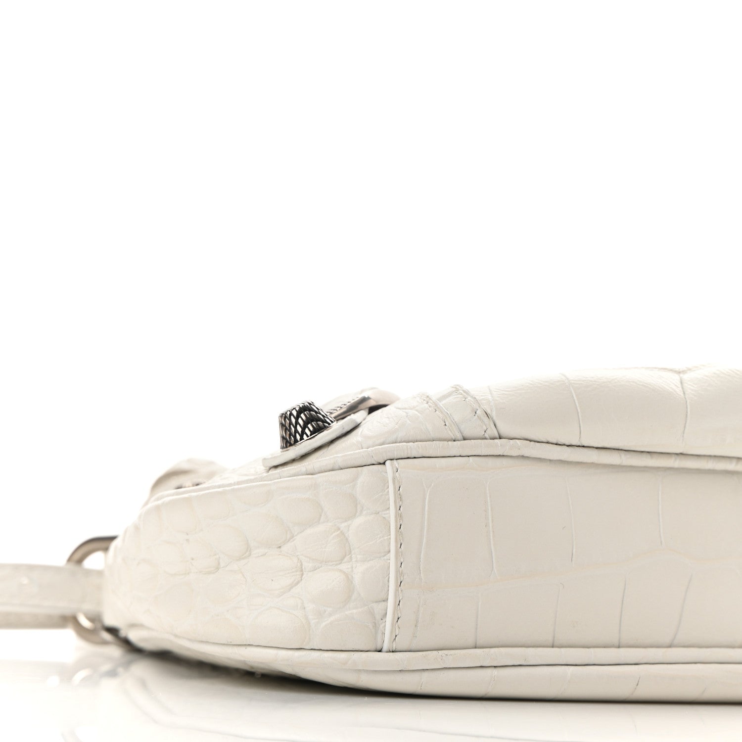 Balenciaga Extra Supple Calfskin Crocodile Embossed Le Cagole Mini Purse With Chain White 8 of 9