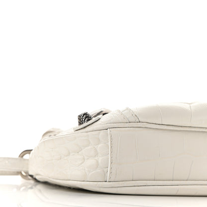 Balenciaga Extra Supple Calfskin Crocodile Embossed Le Cagole Mini Purse With Chain White 8 of 9