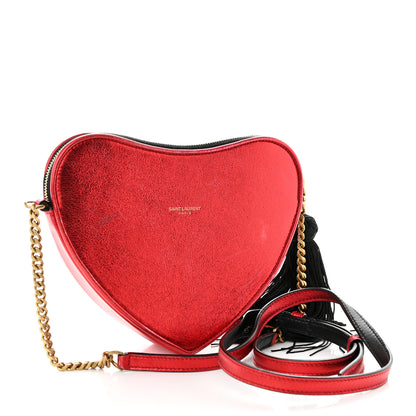 Saint Laurent Metallic Calfskin Heart Monogram Crossbody Black Rouge 3 of 12