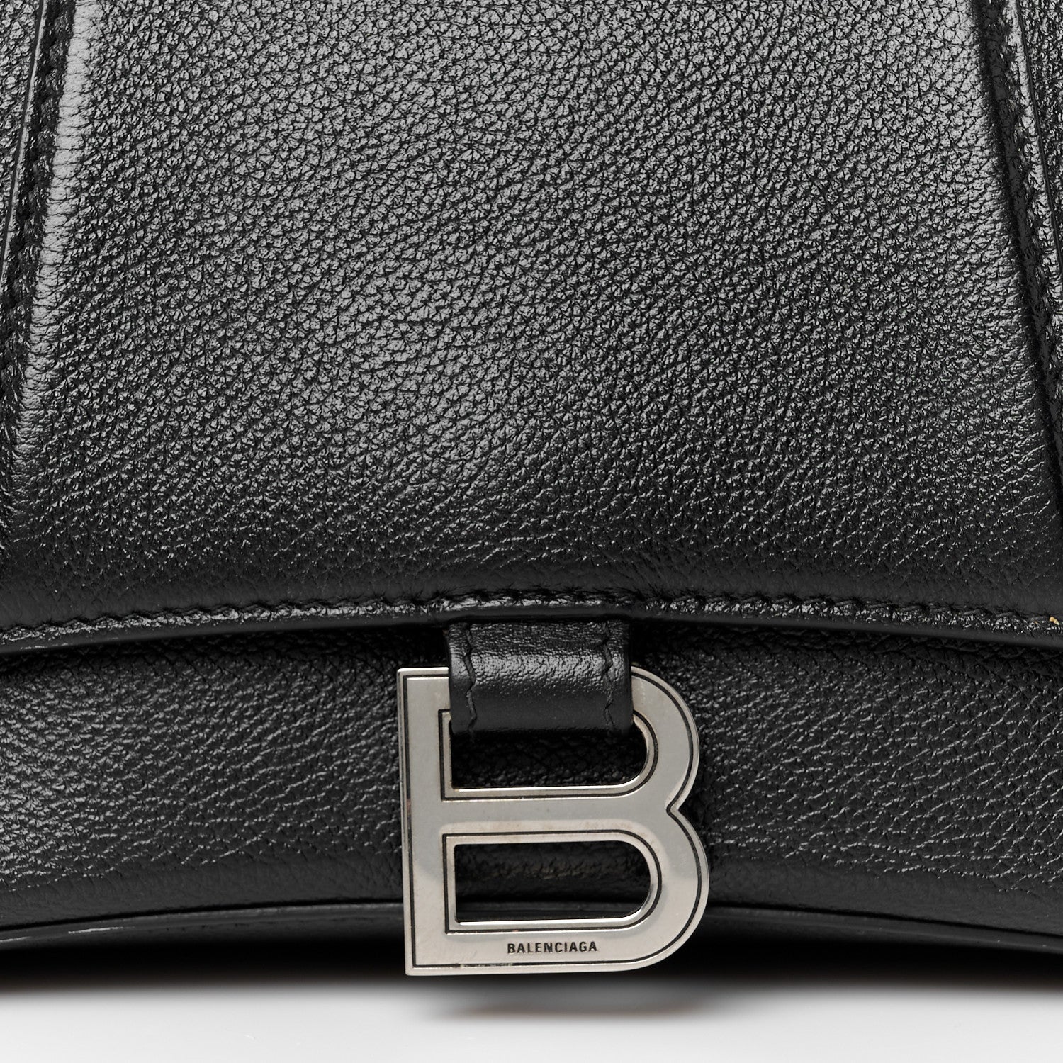 Balenciaga Grained Calfskin Small Hourglass Top Handle Bag Black 8 of 10