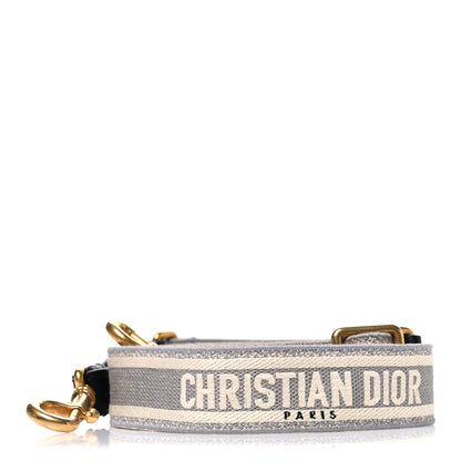 Christian Dior Canvas Embroidered Adjustable Shoulder Strap Grey 2 of 5