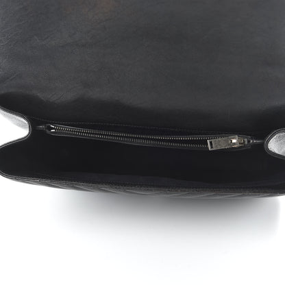 Saint Laurent Sheepskin Matelasse Chevron Monogram Large College Satchel Black 5 of 9