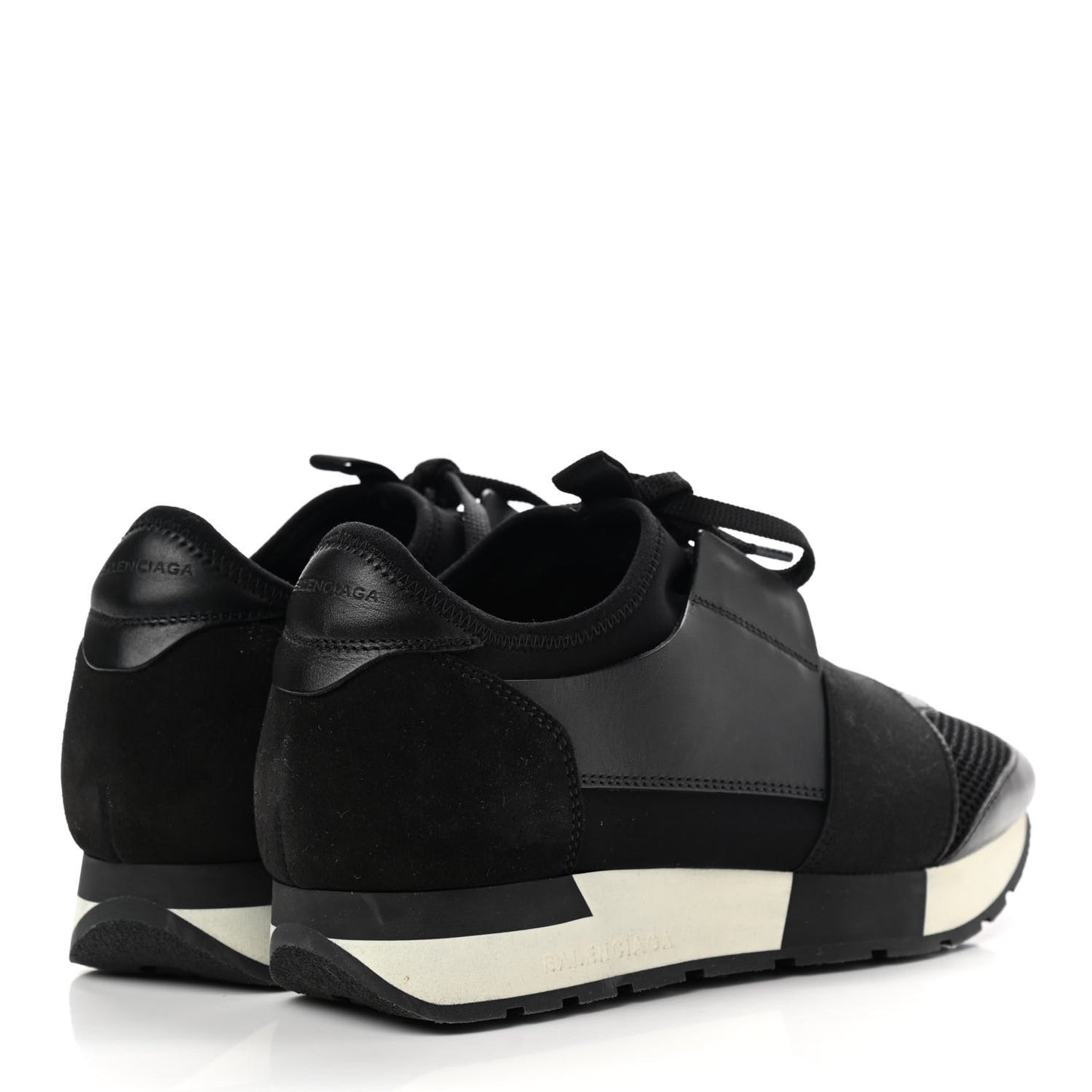 Mesh Calfskin Neoprene Suede Womens Race Runner Sneakers 37 Black