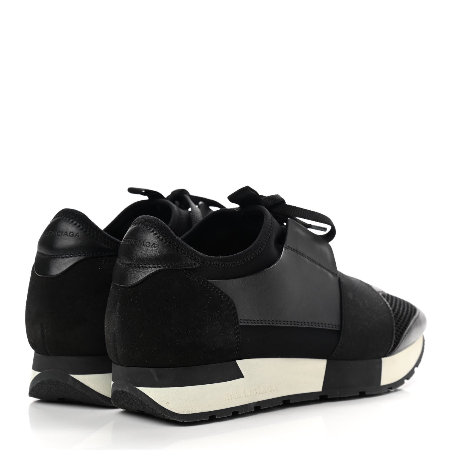 Balenciaga Mesh Calfskin Neoprene Suede Womens Race Runner Sneakers 37 Black 4 of 11