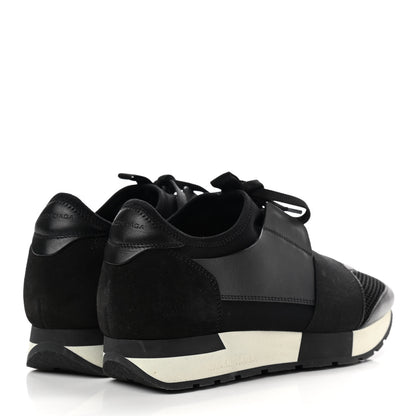 Balenciaga Mesh Calfskin Neoprene Suede Womens Race Runner Sneakers 37 Black 4 of 11
