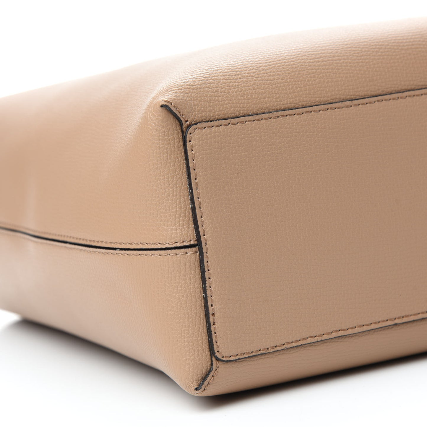 Grainy Calfskin Haymarket Check Medium Reversible Tote Camel
