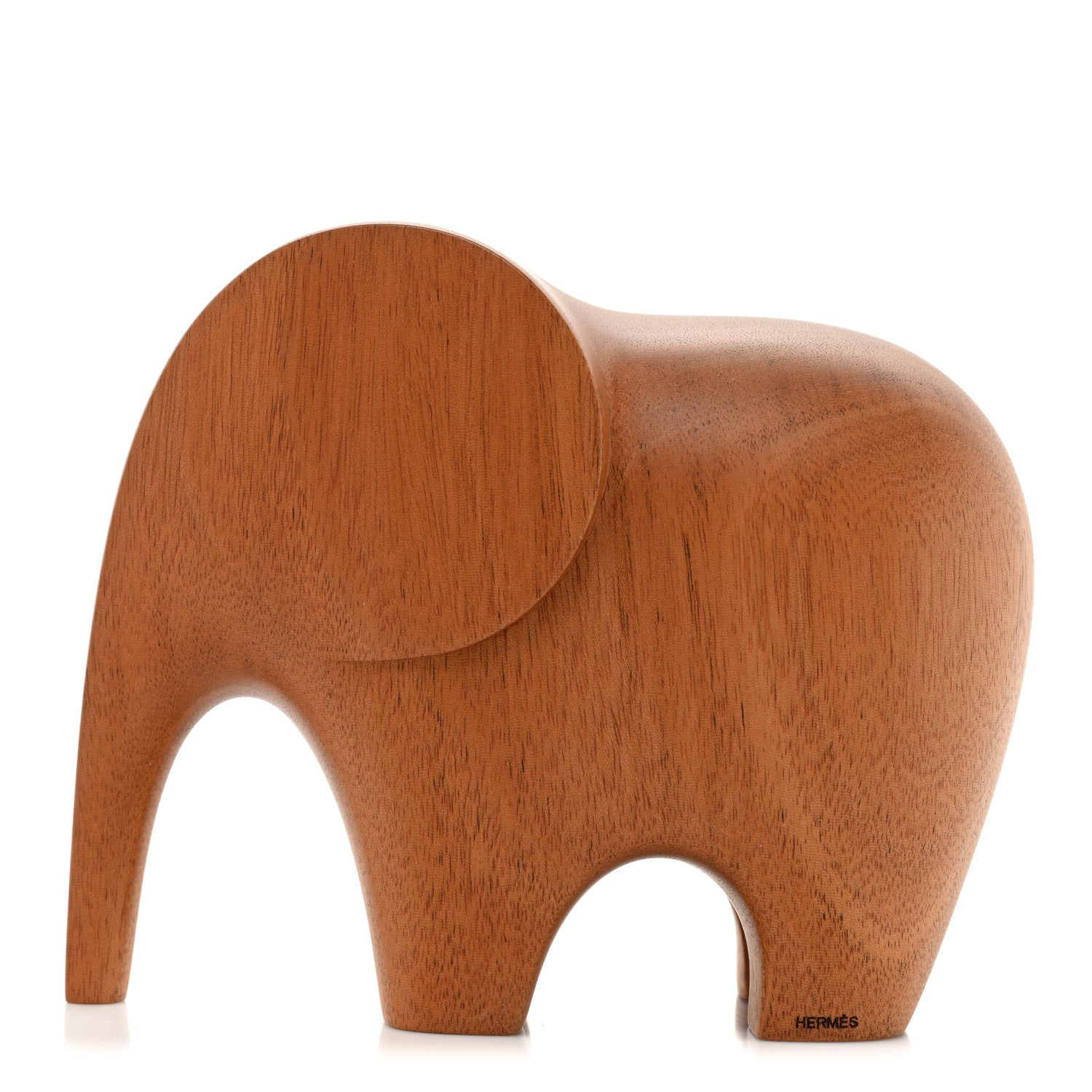Hermes Mahogany Wood Elephant Lao Paperweight Naturel 1 of 9