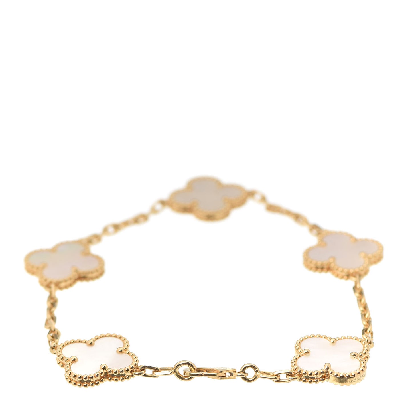 18K Yellow Gold Mother of Pearl 5 Motifs Vintage Alhambra Bracelet