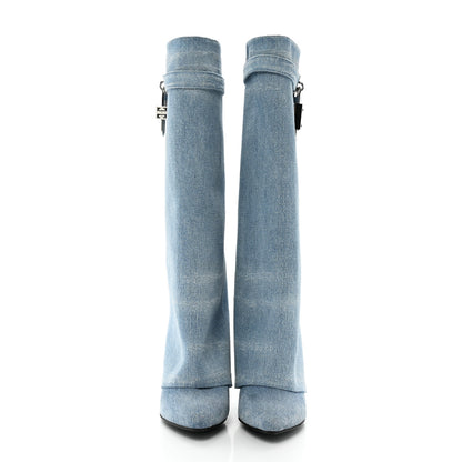 Givenchy Washed Denim Shark Lock Pant Boots 41 Blue 2 of 8
