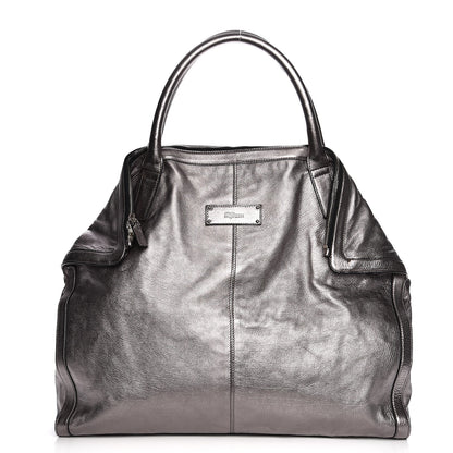 Alexander McQueen Metallic Lambskin Large De Manta Tote Dark Silver 1 of 9