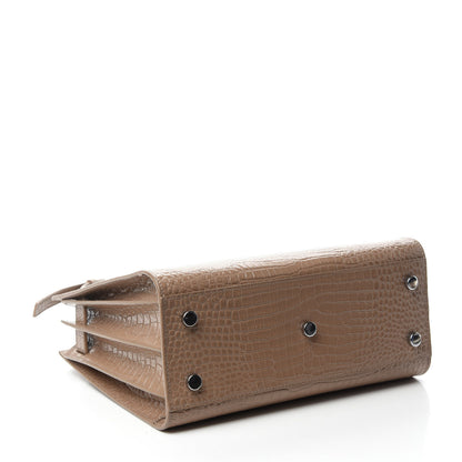 Saint Laurent Calfskin Crocodile Embossed Baby Sac De Jour Brown 4 of 10