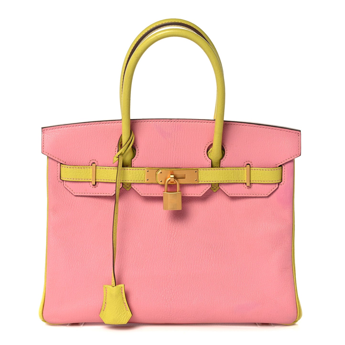 Chevre Mysore Horseshoe Birkin 30 Rose Confetti Soufre