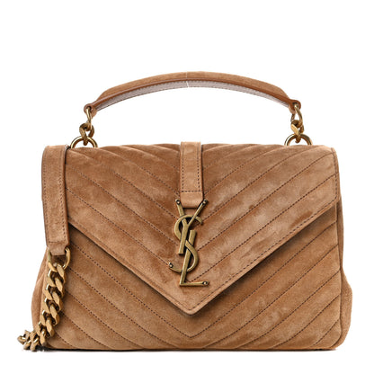 Saint Laurent Suede Matelasse Chevron Monogram Medium College Bag Cinnamon 1 of 11
