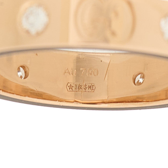 18K Rose Gold Diamond Icon Band Ring 50 5.5