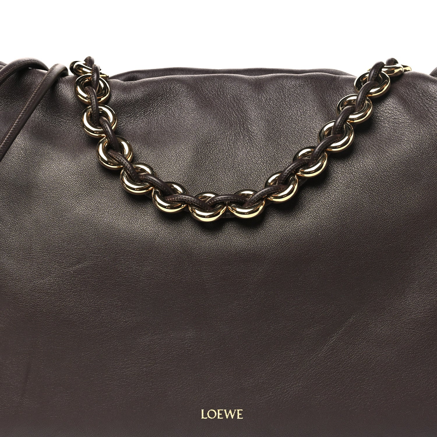 Loewe Mellow Nappa Donut Chain Large Flamenco Knot Clutch Dark Brownie 8 of 10