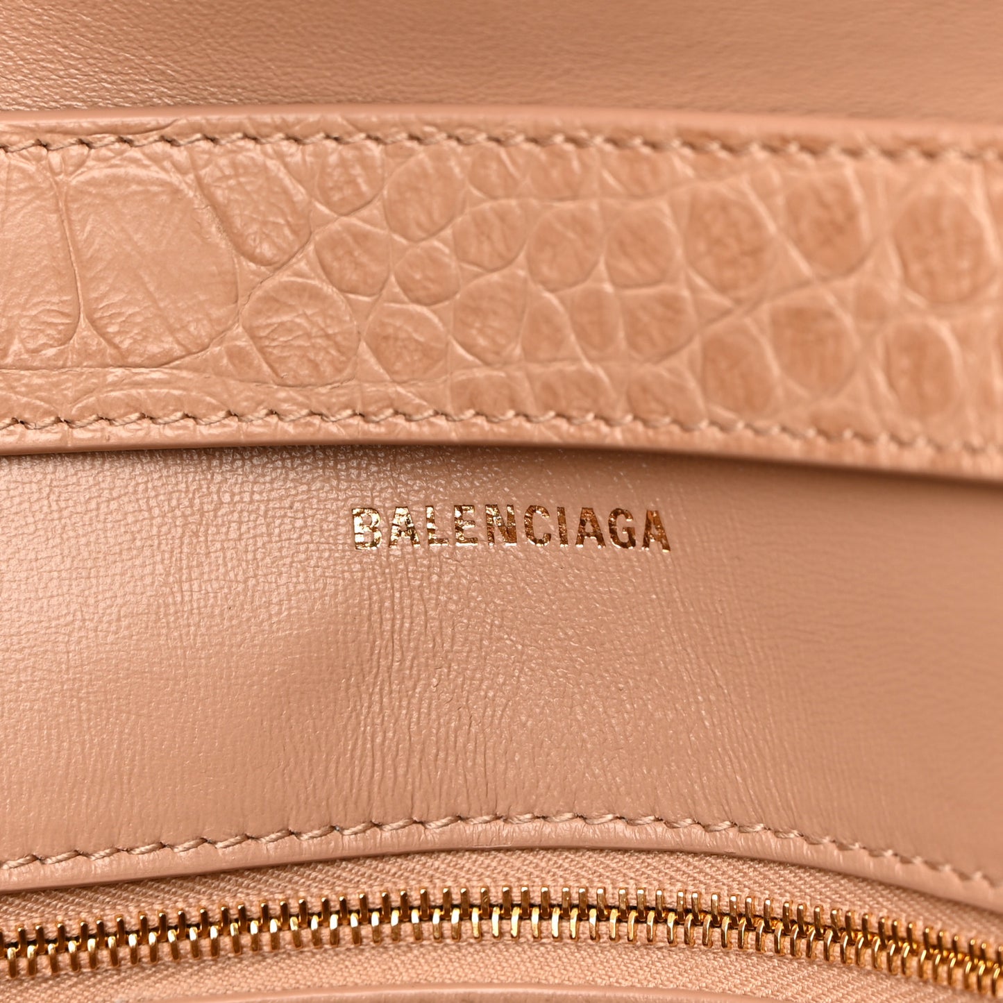 Extra Supple Calfskin Crocodile Embossed XS Downtown Shoulder Bag Nude Beige