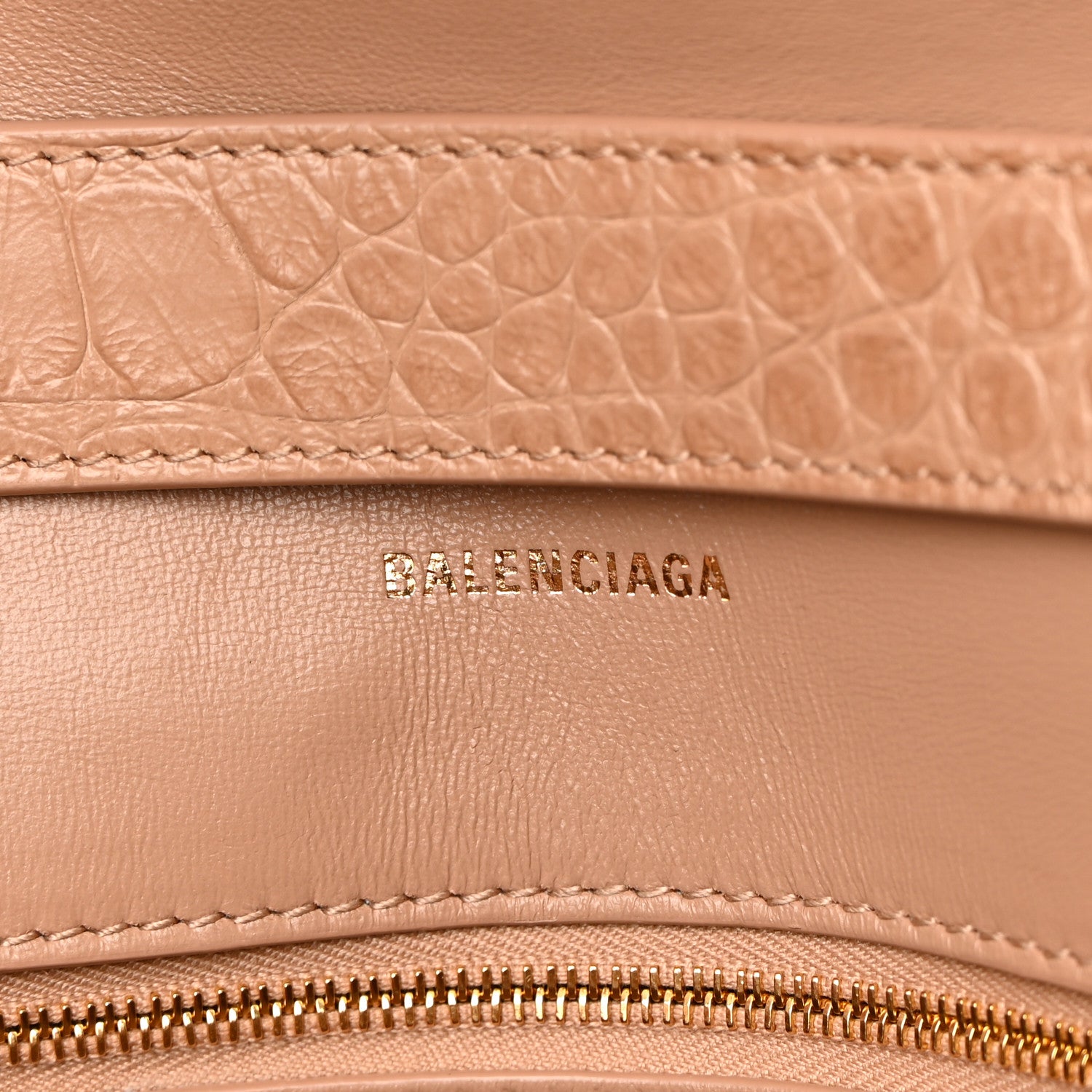 Balenciaga Extra Supple Calfskin Crocodile Embossed XS Downtown Shoulder Bag Nude Beige 6 of 17