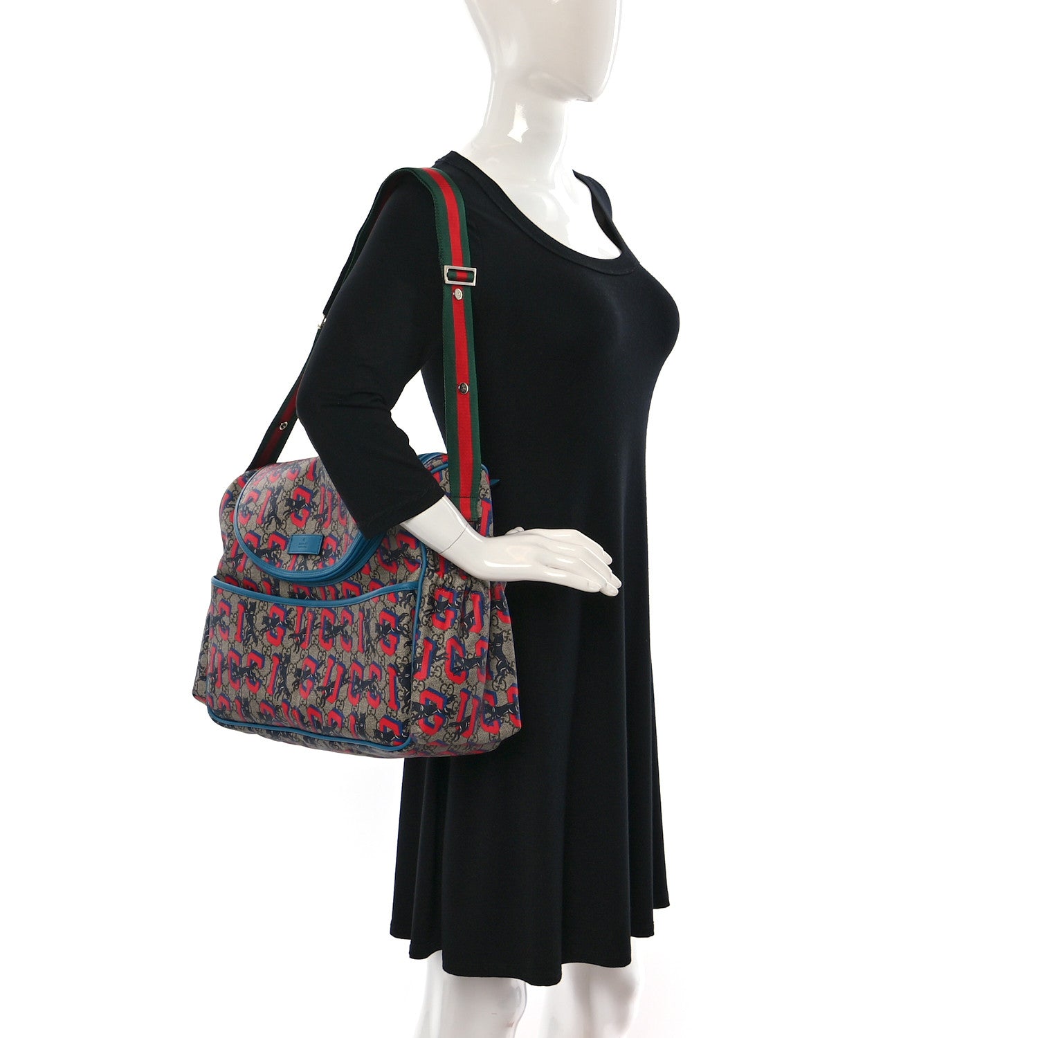 Gucci GG Supreme Monogram Gucci Wolf Diaper Bag Beige Red 2 of 14