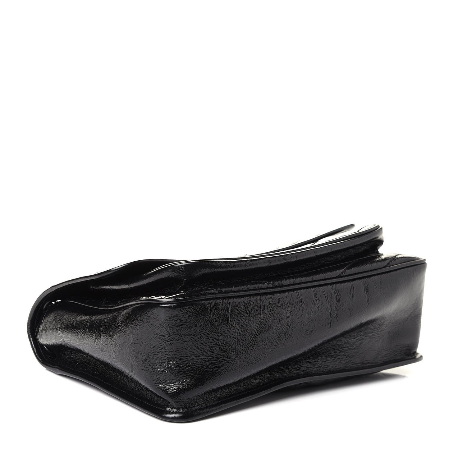 Crinkled Calfskin Matelasse Monogram Medium Niki Chain Satchel Black