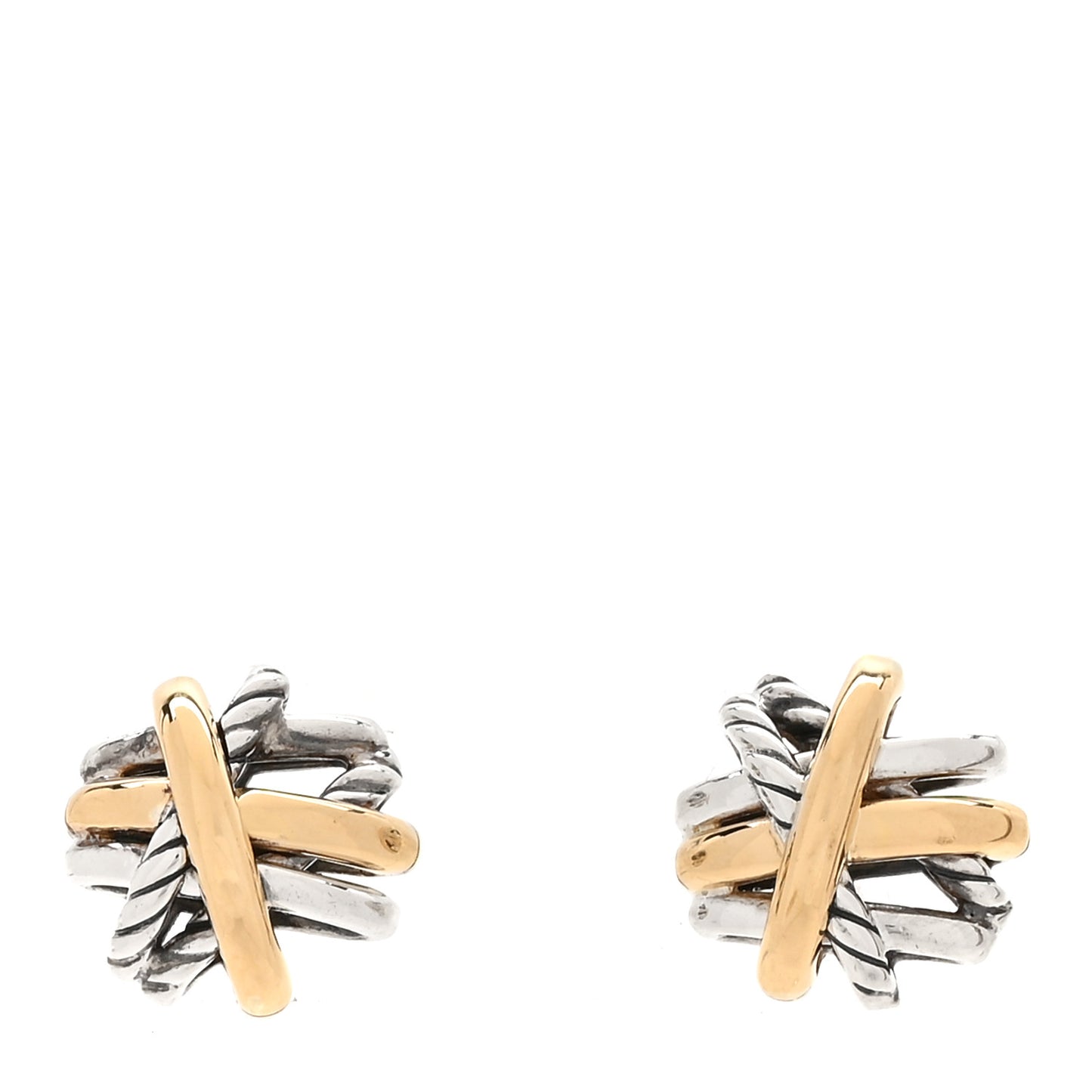 Sterling Silver 18K Yellow Gold Crossover Stud Earrings
