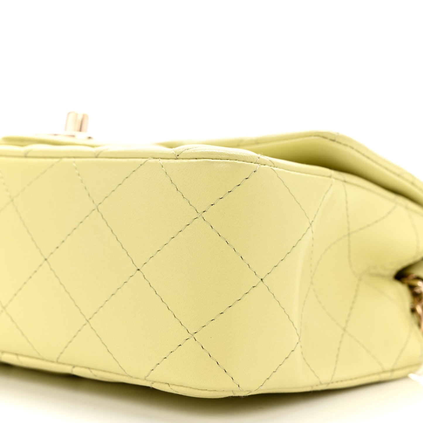 Lambskin Quilted Mini Rectangular Flap Light Green