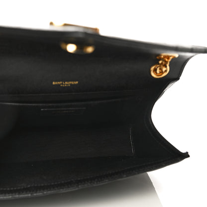 Saint Laurent Grain De Poudre Textured Mixed Matelasse Triquilt Medium Monogram Satchel Black 5 of 16