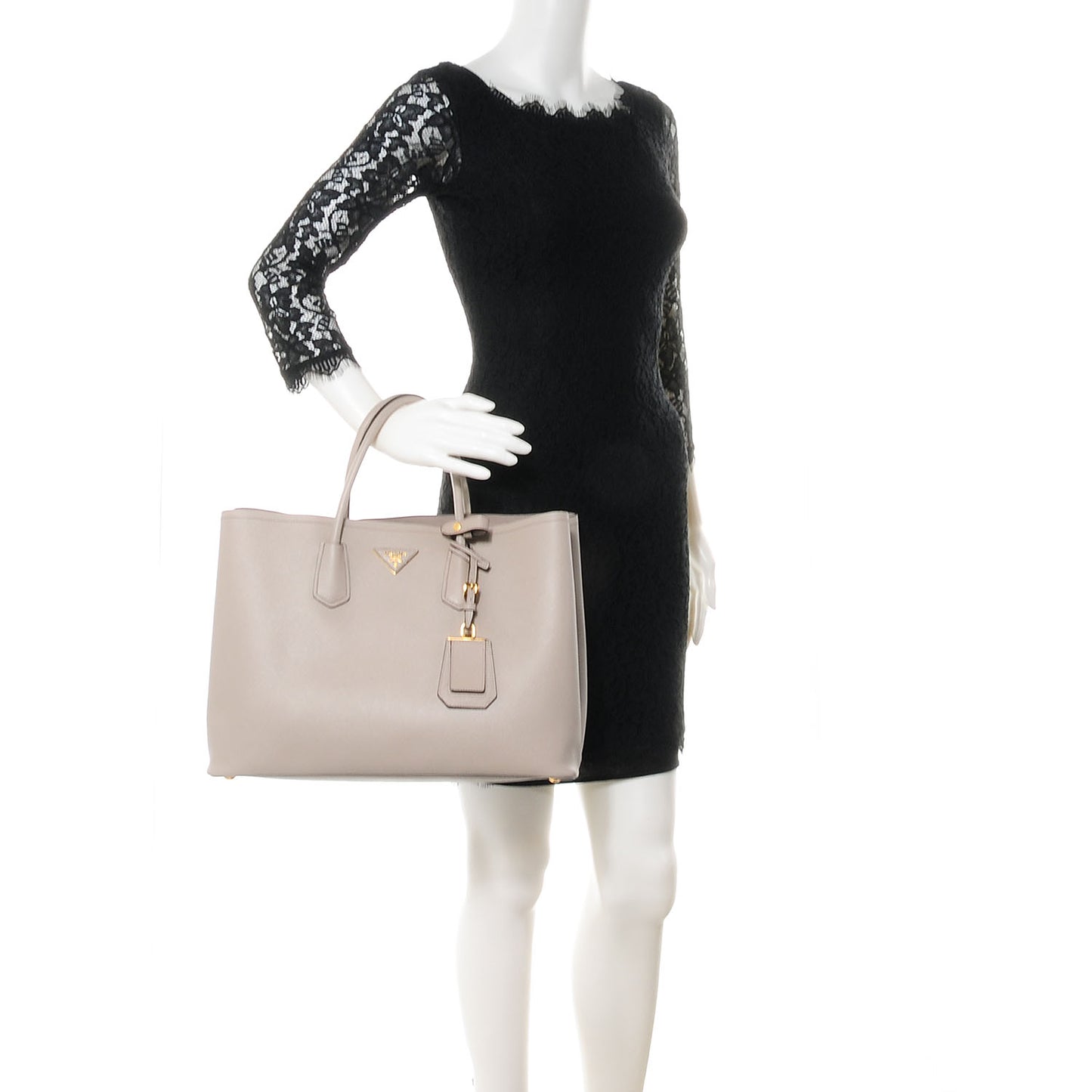 Saffiano Cuir Large Double Bag Pomice
