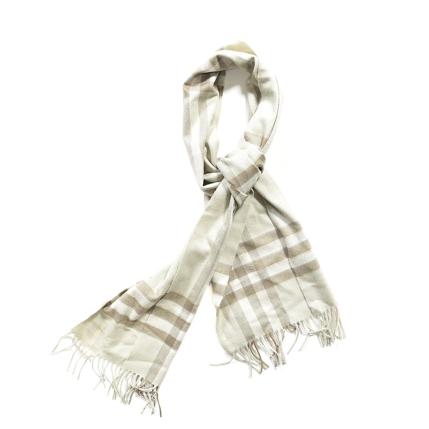 Cashmere Giant Check Fringe Scarf Limestone