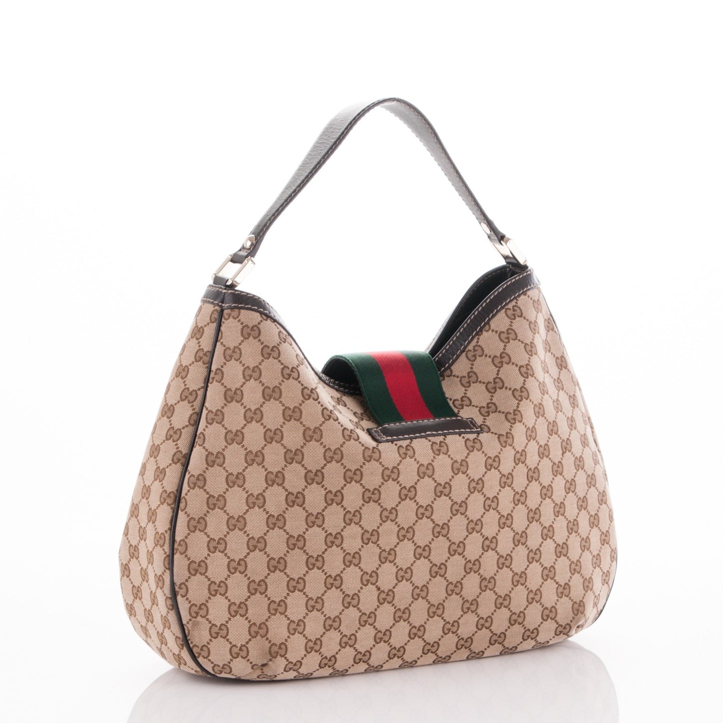 Monogram Large New Ladies Web Hobo Dark Brown