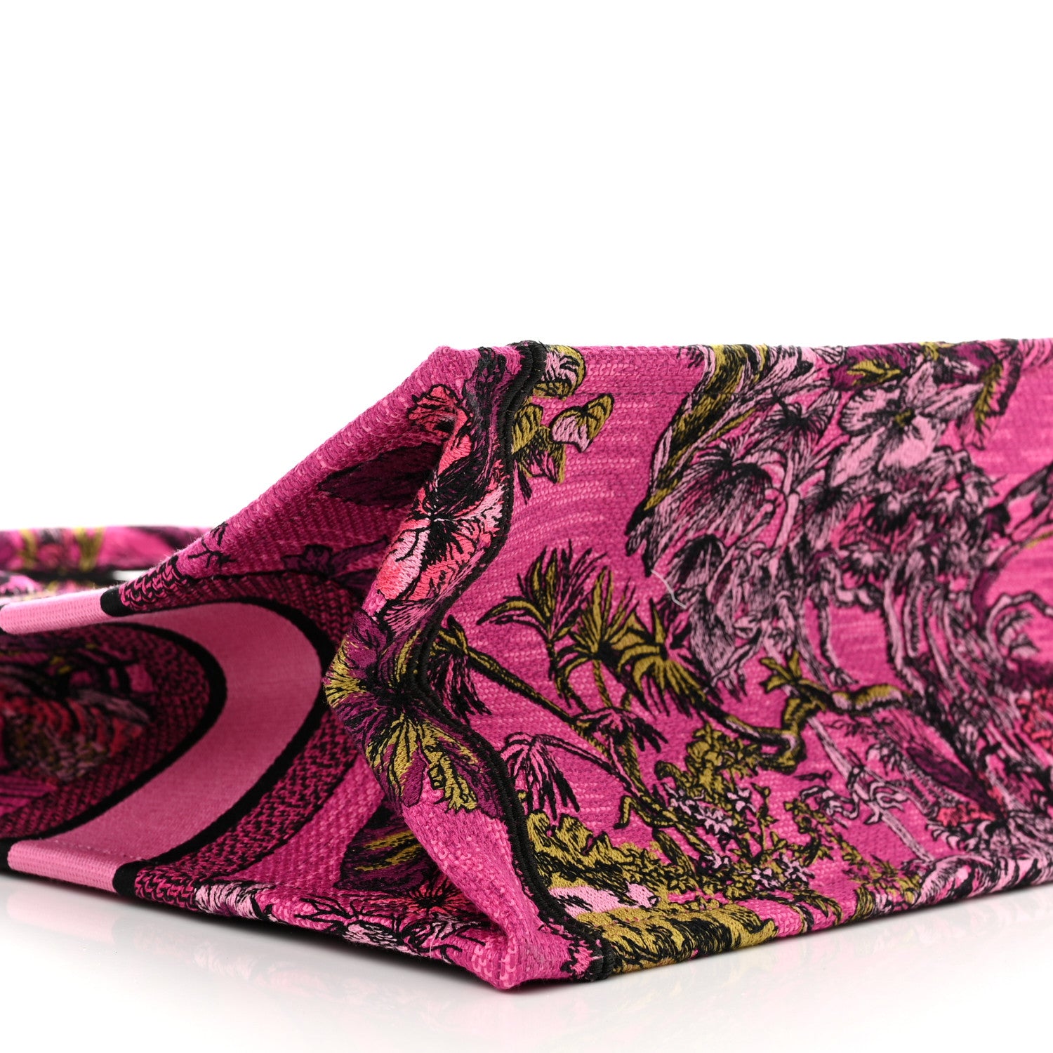 Christian Dior Canvas Embroidered Medium Toile de Jouy Voyage Book Tote Fuchsia Multicolor 9 of 10