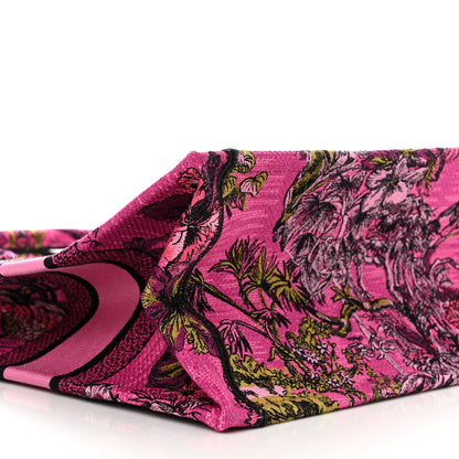 Christian Dior Canvas Embroidered Medium Toile de Jouy Voyage Book Tote Fuchsia Multicolor 9 of 10