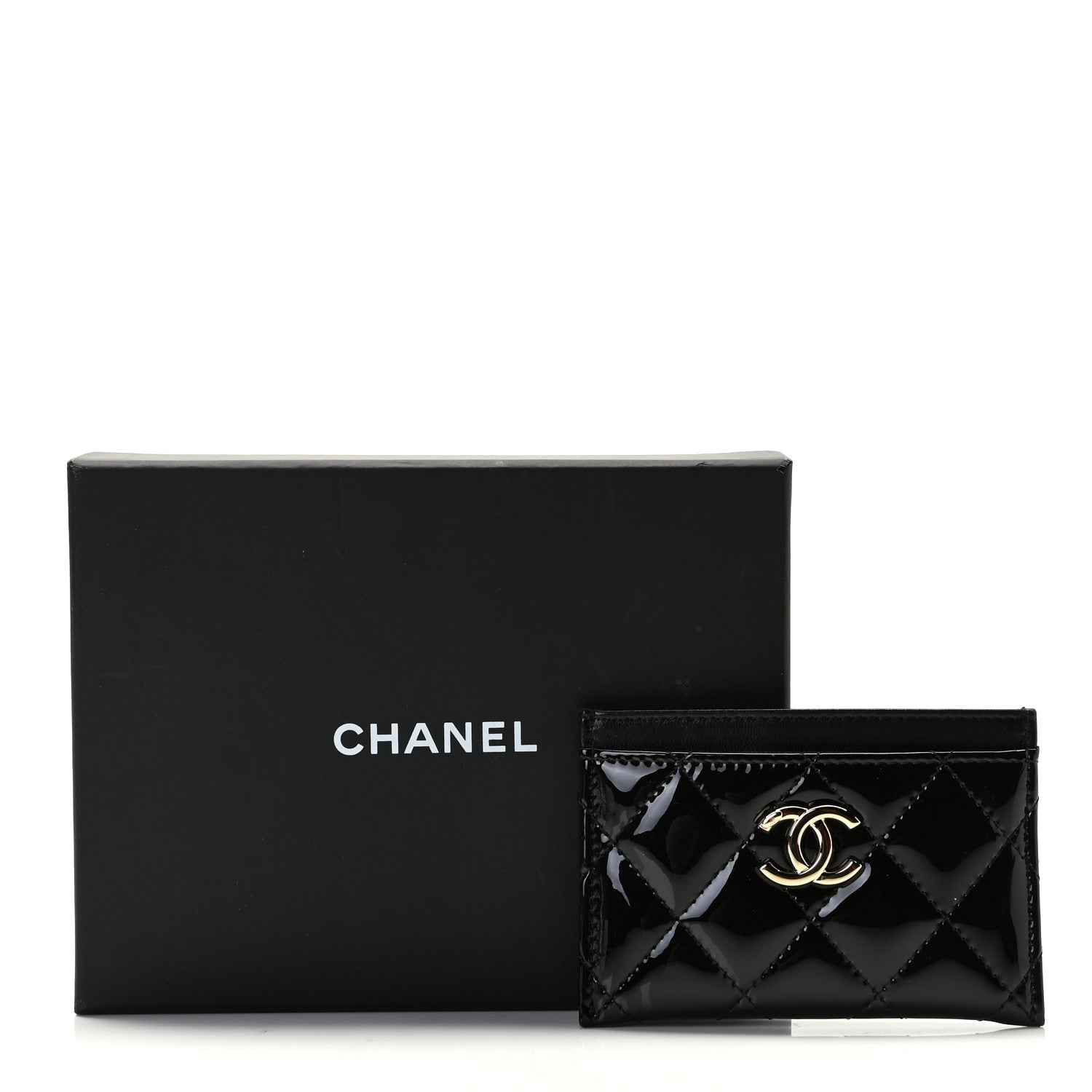 Chanel Patent Calfskin Quilted Card Holder Black 7 of 7