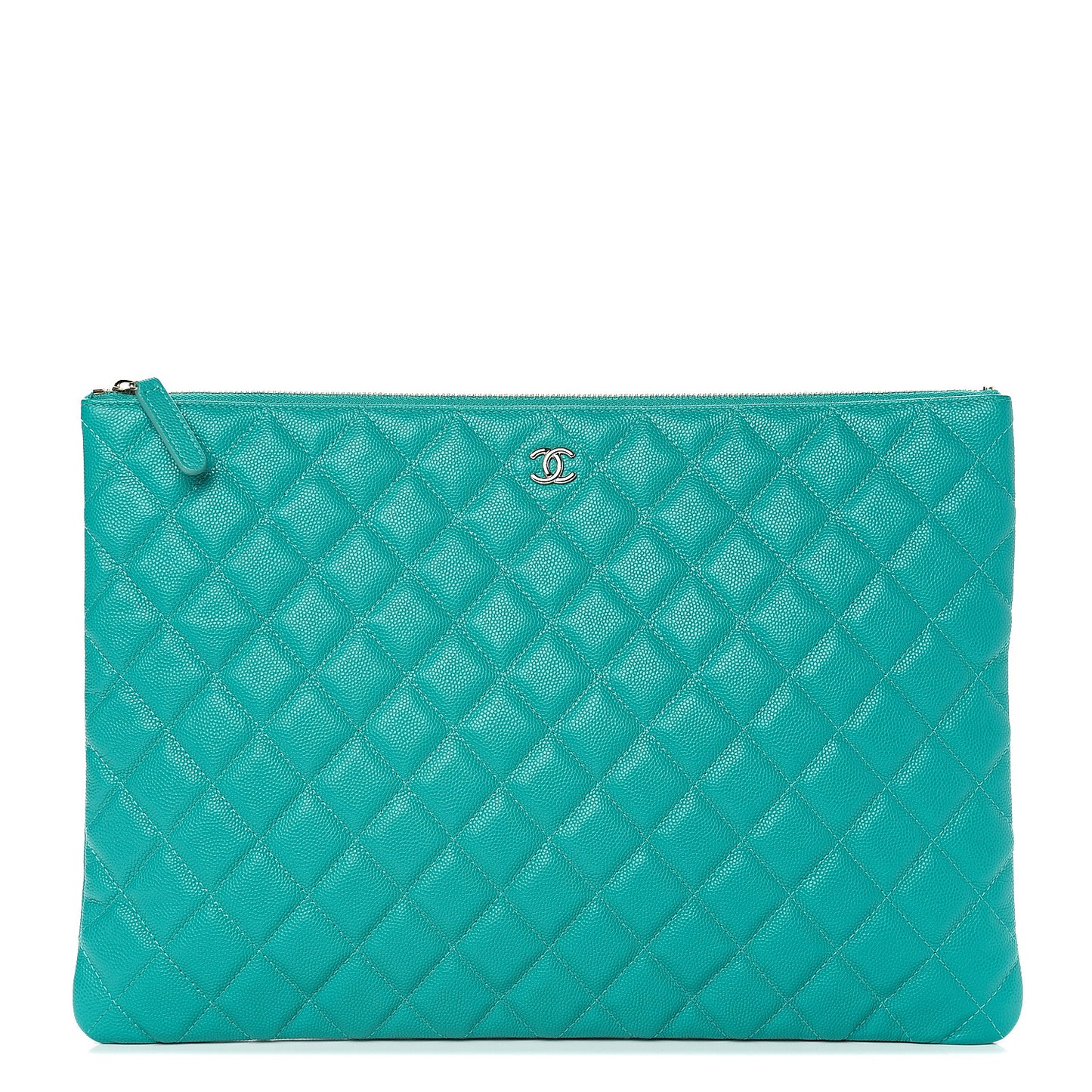 Caviar Quilted Large Cosmetic Case Turquoise