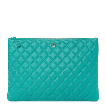 Chanel Caviar Quilted Large Cosmetic Case Turquoise 1 of 7