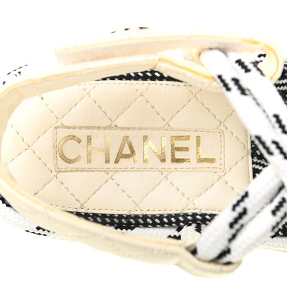 Chanel Cord Lambskin Quilted Logo Sandals 37 White Black 6 of 8