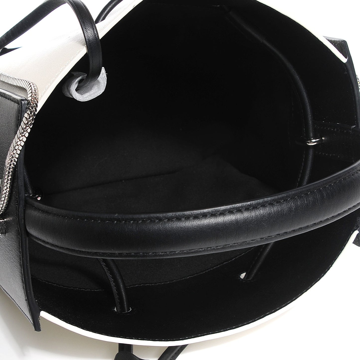3.1 Smooth Calfskin Bi-Color Small Soleil Bucket Bag Off White Black