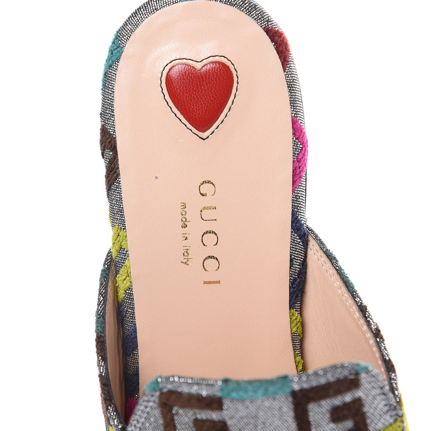 Gucci Velvet Lurex Square G Womens Princetown Slippers 37 Silver Multicolor 7 of 9