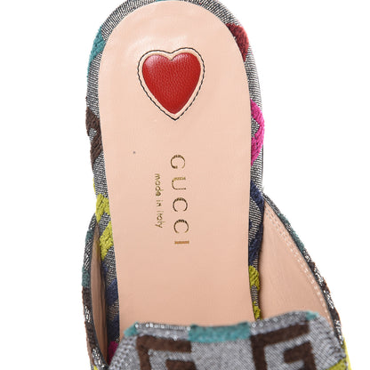 Gucci Velvet Lurex Square G Womens Princetown Slippers 37 Silver Multicolor 7 of 9