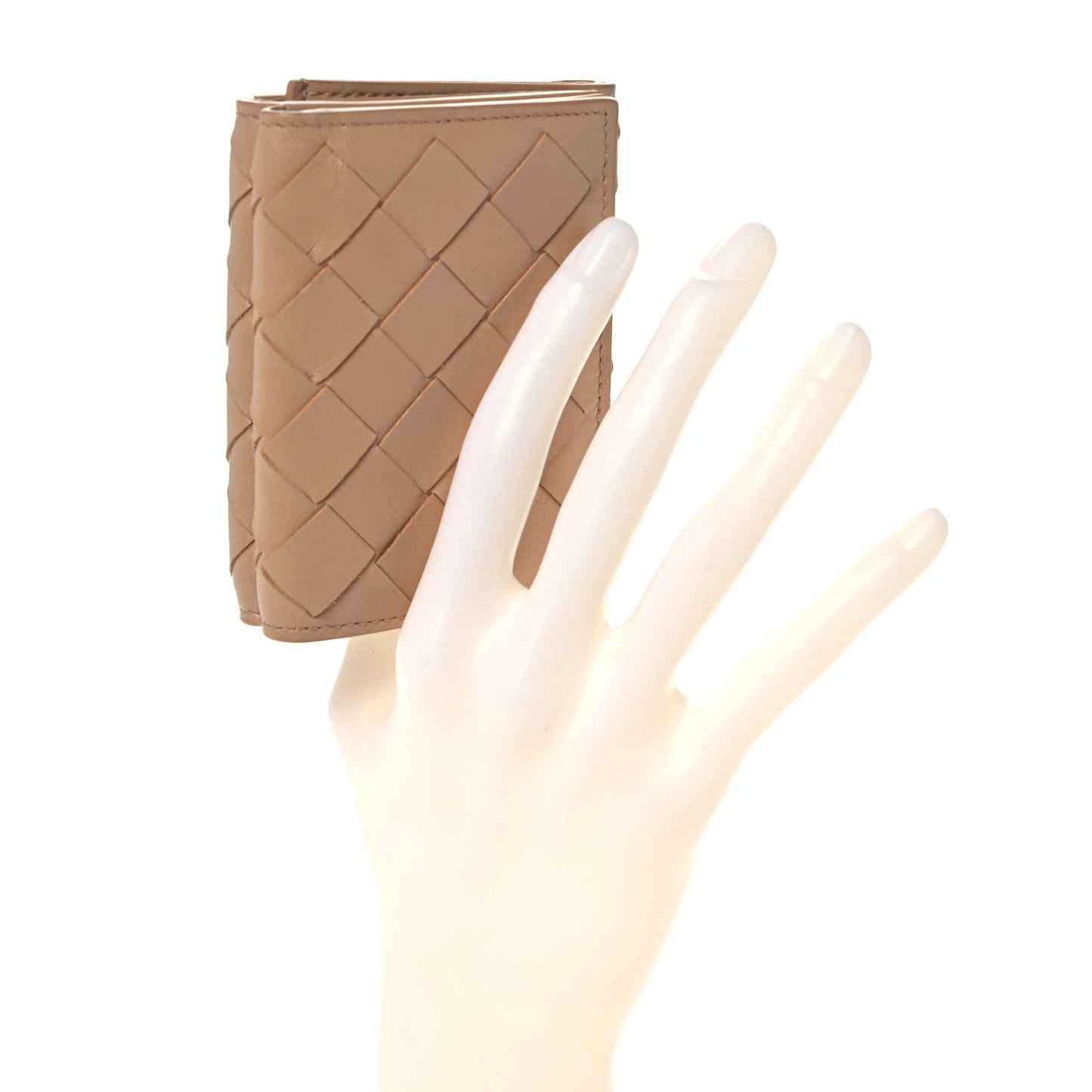 Nappa Intrecciato Trifold Wallet Cipria